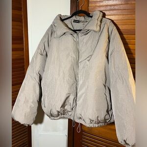 Pretty Little Thing Grey Extreme Oversized Puffer Zip Up Coat Jacket